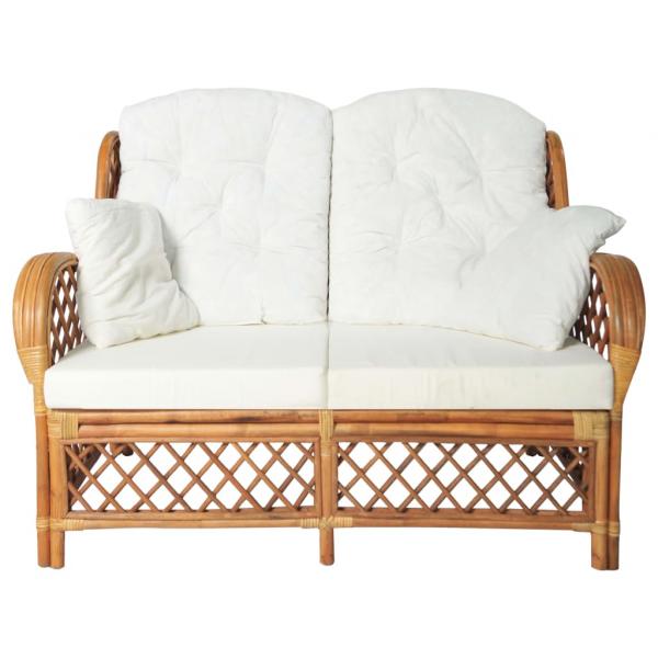 2-Sitzer-Sofa Hellbraun Rattan 