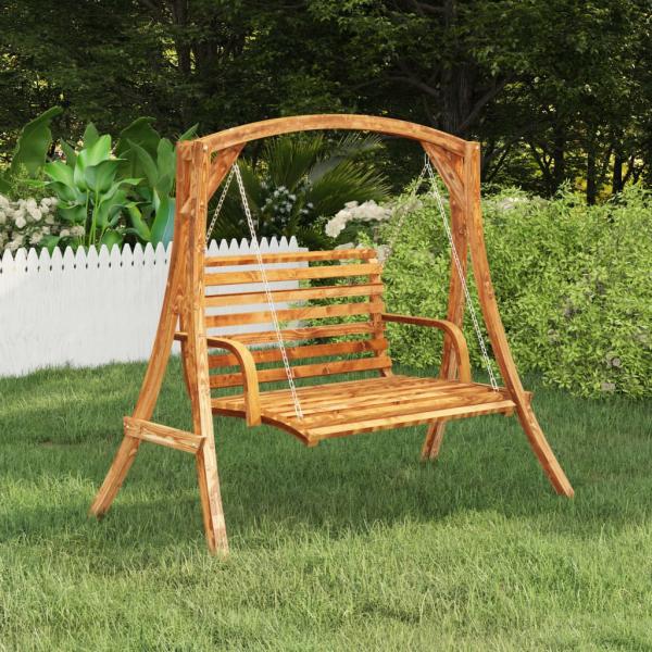 ARDEBO.de - Schaukelbank Bugholz Massiv mit Teak-Finish 126x63x92 cm