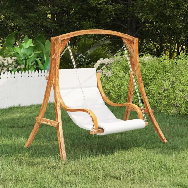 ARDEBO.de - Hängeliege mit Kissen Creme Bugholz mit Teak-Finish
