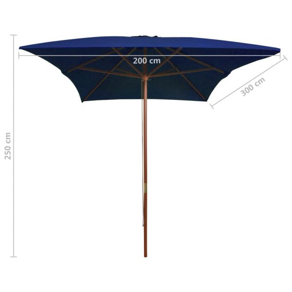 Sonnenschirm mit Holzmast Blau 200x300 cm