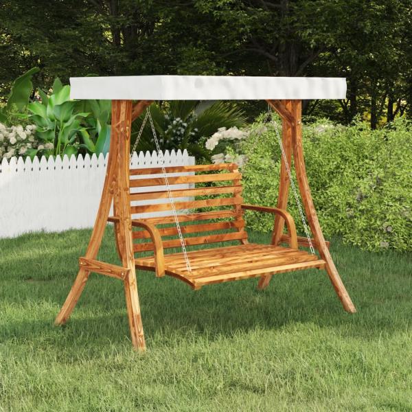 ARDEBO.de - Schaukelgestell mit Dach Creme Bugholz Massiv Teak-Finish