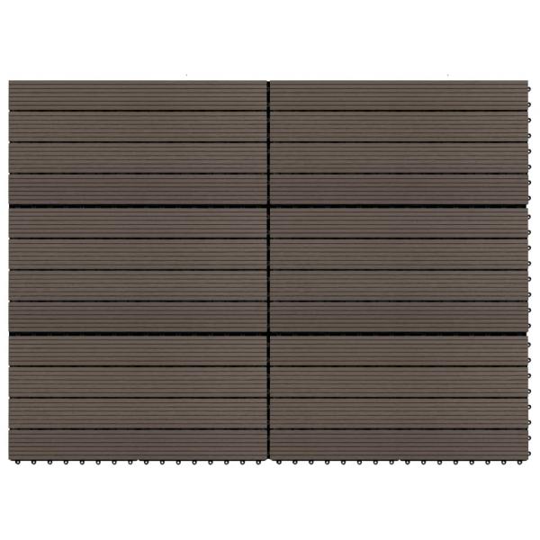 ARDEBO.de - Terrassenfliesen 6 Stk. WPC 60x30 cm 1,08 m² Dunkelbraun  