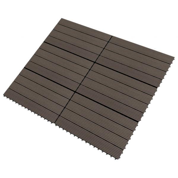 Terrassenfliesen 6 Stk. WPC 60x30 cm 1,08 m² Dunkelbraun  