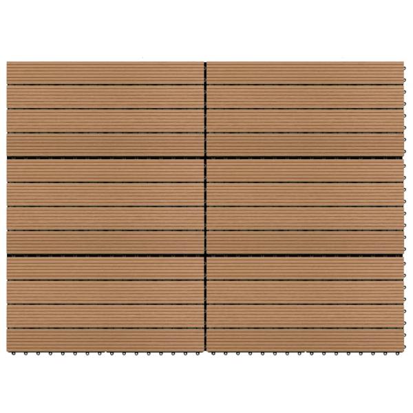 ARDEBO.de - Terrassenfliesen 6 Stk. WPC 60x30 cm 1,08 m² Braun