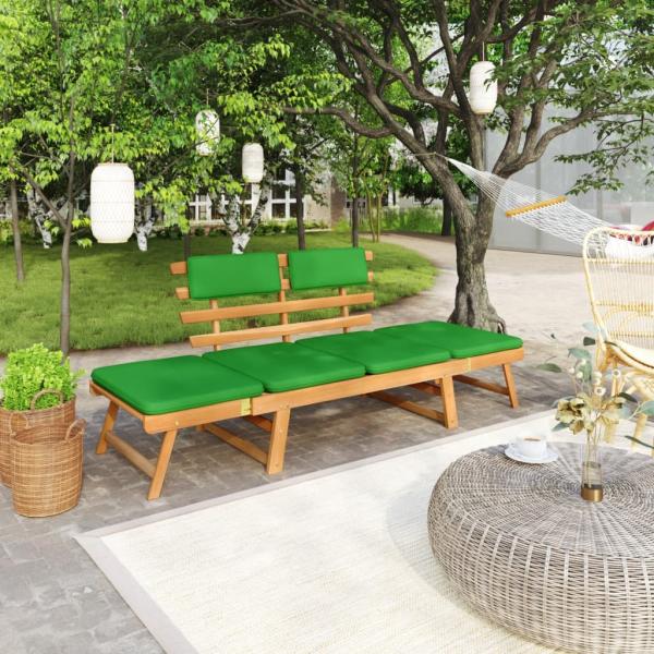 ARDEBO.de - Gartenbank mit Auflagen 2-in-1 190 cm Massivholz Akazie
