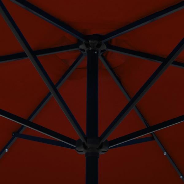Sonnenschirm mit LED-Leuchten Stahlmast 300 cm Terrakotta-Rot