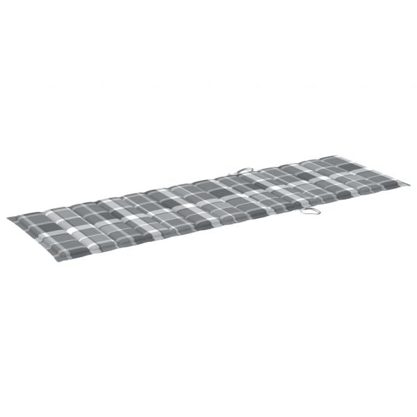 Sonnenliegen-Auflage Grau Karomuster 200x60x3 cm Oxford-Gewebe
