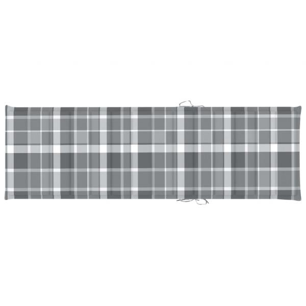 Sonnenliegen-Auflage Grau Karomuster 200x60x3 cm Oxford-Gewebe