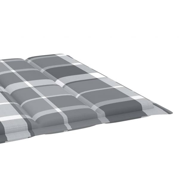 Sonnenliegen-Auflage Grau Karomuster 200x60x3 cm Oxford-Gewebe