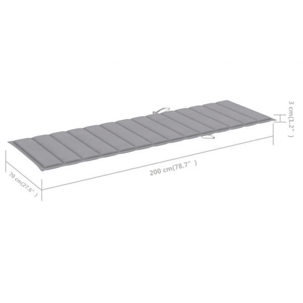 Sonnenliegen-Auflage Grau 200x70x3 cm Oxford-Gewebe