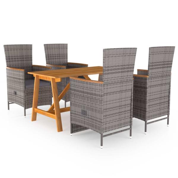 ARDEBO.de - 5-tlg. Garten-Essgruppe Grau