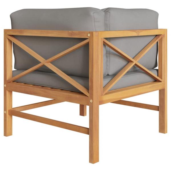 ARDEBO.de - Ecksofa mit Dunkelgrauen Kissen Teak Massivholz