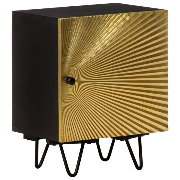 Nachttisch mit Messing-Front 40x30x50 cm Massivholz Mango
