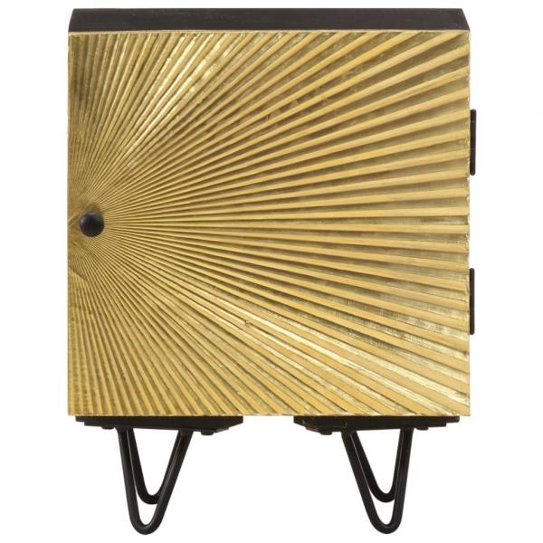 Nachttisch mit Messing-Front 40x30x50 cm Massivholz Mango
