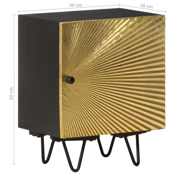 Nachttisch mit Messing-Front 40x30x50 cm Massivholz Mango