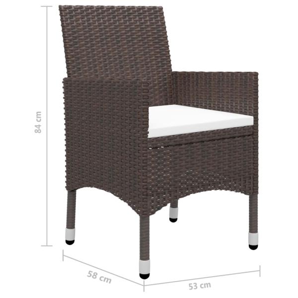 5-tlg. Garten-Essgruppe Braun Poly Rattan und Glas