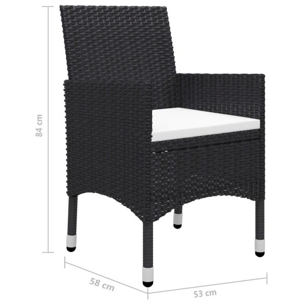 9-tlg. Garten-Essgruppe Poly Rattan und Glas Schwarz