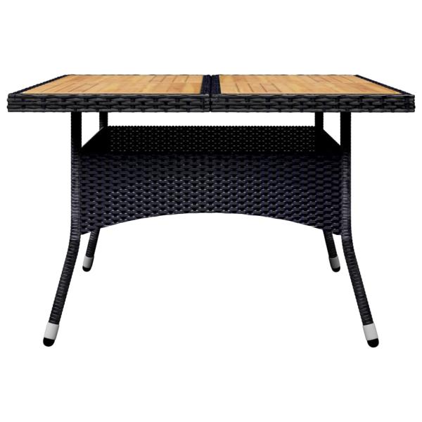 9-tlg. Garten-Essgruppe Poly Rattan Akazie Massivholz Schwarz 