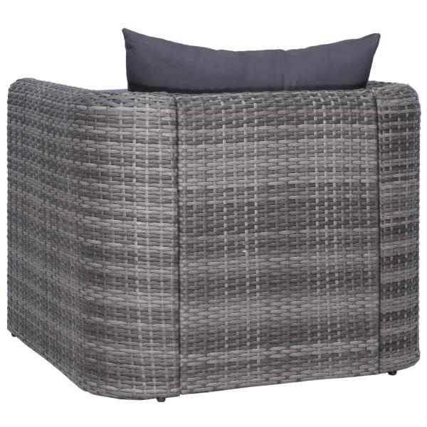 9-tlg. Garten-Lounge-Set mit Kissen Poly Rattan Grau