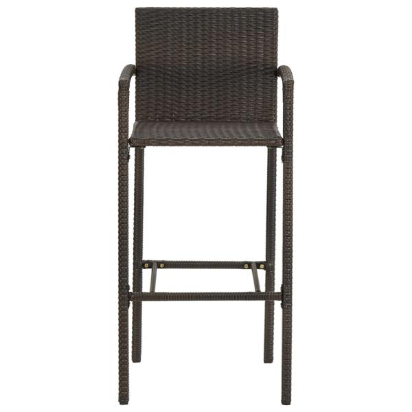 3-tlg. Garten-Bar-Set mit Armlehnen Poly Rattan Braun