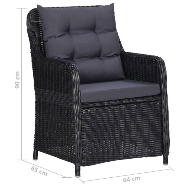 9-tlg. Garten-Essgruppe Poly Rattan Schwarz