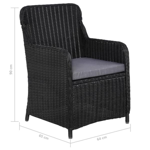 11-tlg. Garten-Essgruppe Poly Rattan Schwarz