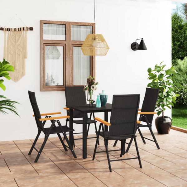 ARDEBO.de - 5-tlg. Garten-Essgruppe Schwarz und Braun