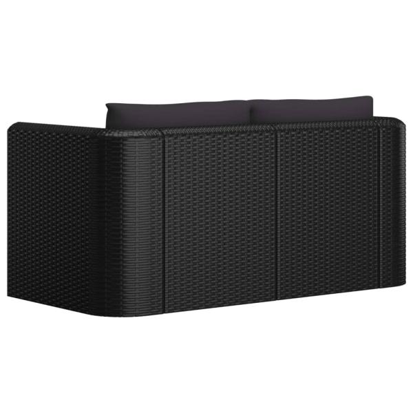 11-tlg. Garten-Lounge-Set mit Kissen Poly Rattan Schwarz
