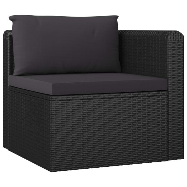 11-tlg. Garten-Lounge-Set mit Kissen Poly Rattan Schwarz