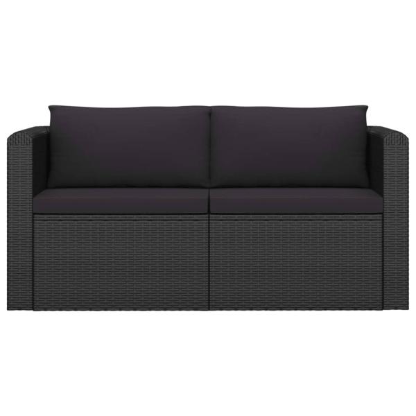 11-tlg. Garten-Lounge-Set mit Kissen Poly Rattan Schwarz