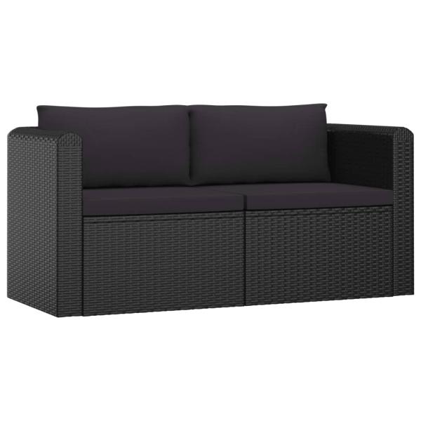 11-tlg. Garten-Lounge-Set mit Kissen Poly Rattan Schwarz