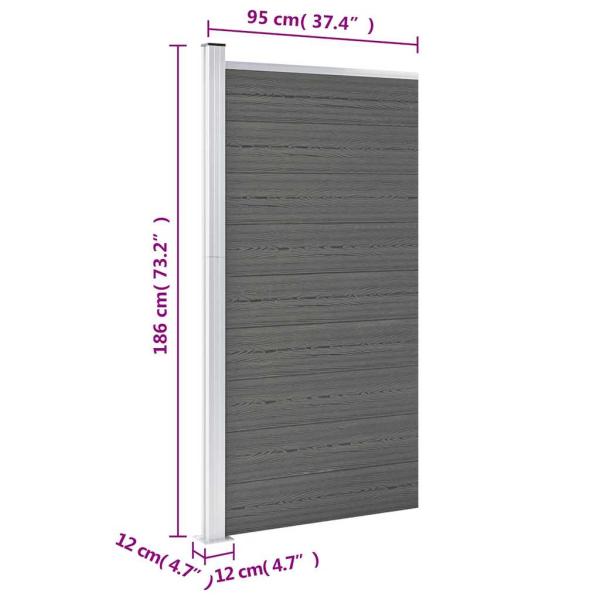 Zaunelement WPC 95x186 cm Grau