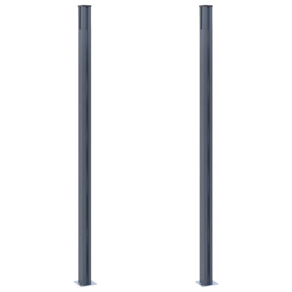Zaunpfosten 2 Stk. Dunkelgrau 185 cm Aluminium