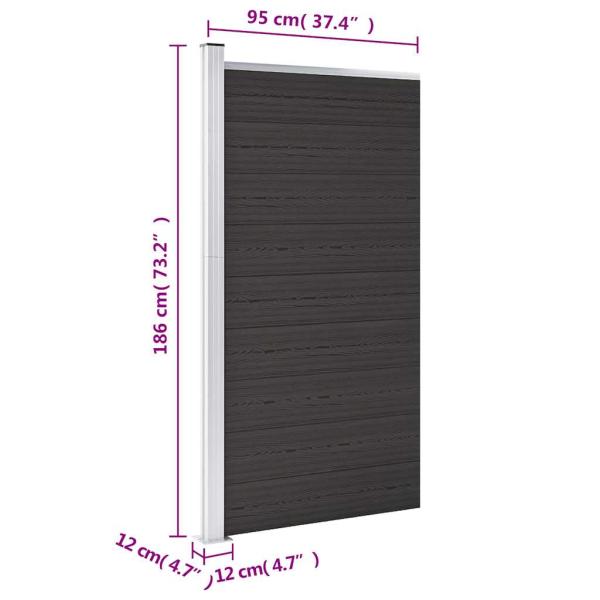 Zaunelement WPC 95x186 cm Schwarz