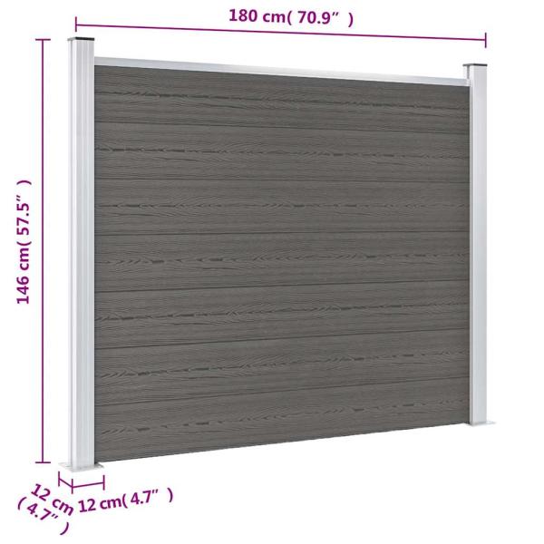 Zaunelement WPC 180x146 cm Grau