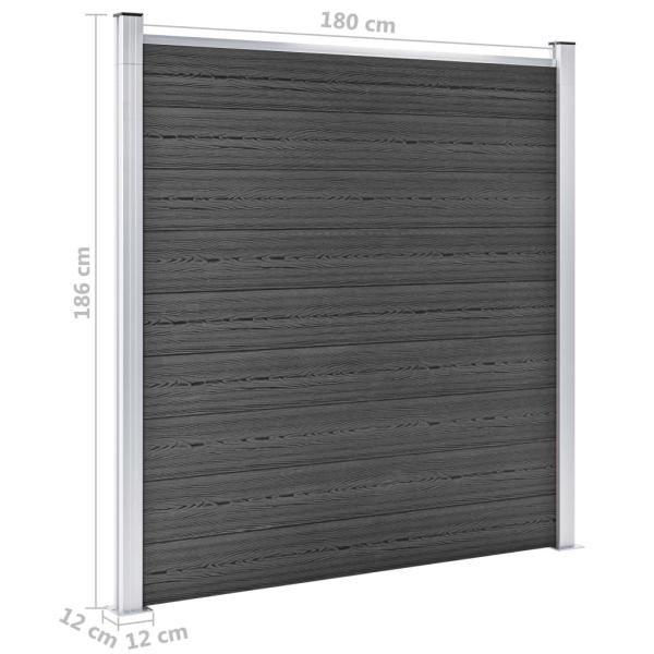 Zaunelement Set WPC 446x(105-186) cm Schwarz  