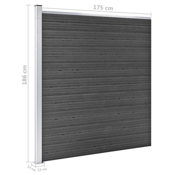 Zaunelement Set WPC 446x(105-186) cm Schwarz  