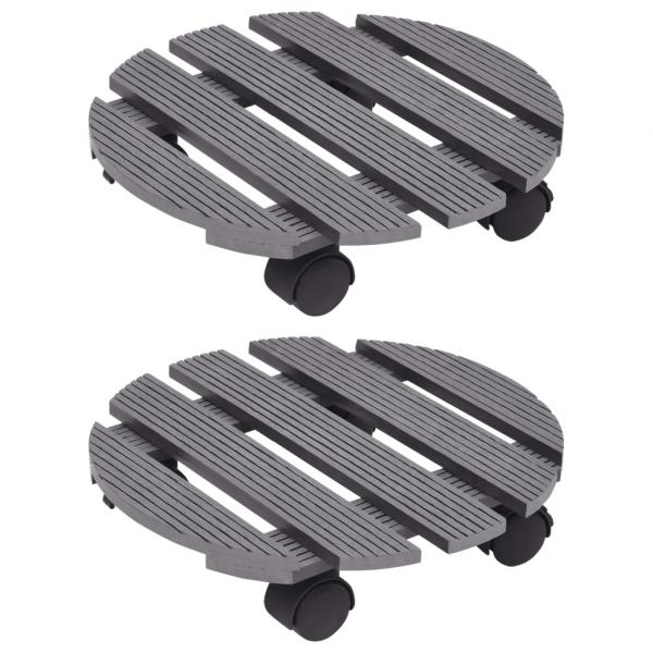 ARDEBO.de - Pflanzenroller 2 Stk. Grau Ø30x7,5 cm WPC