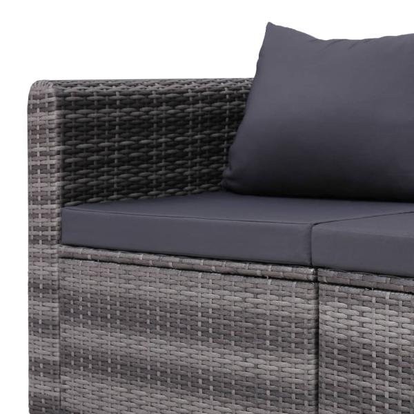 8-tlg. Garten-Lounge-Set mit Kissen Poly Rattan Grau