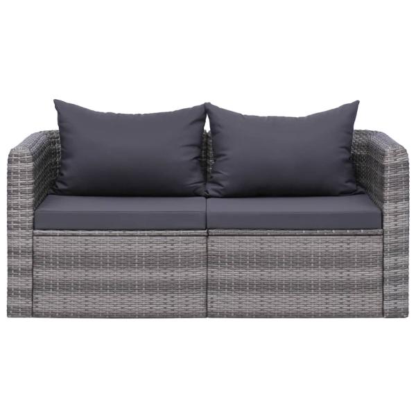 8-tlg. Garten-Lounge-Set mit Kissen Poly Rattan Grau