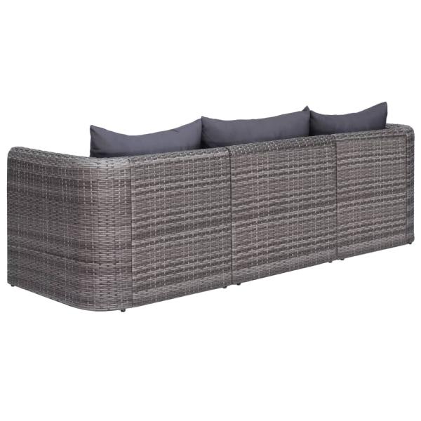 9-tlg. Garten-Lounge-Set mit Kissen Poly Rattan Grau