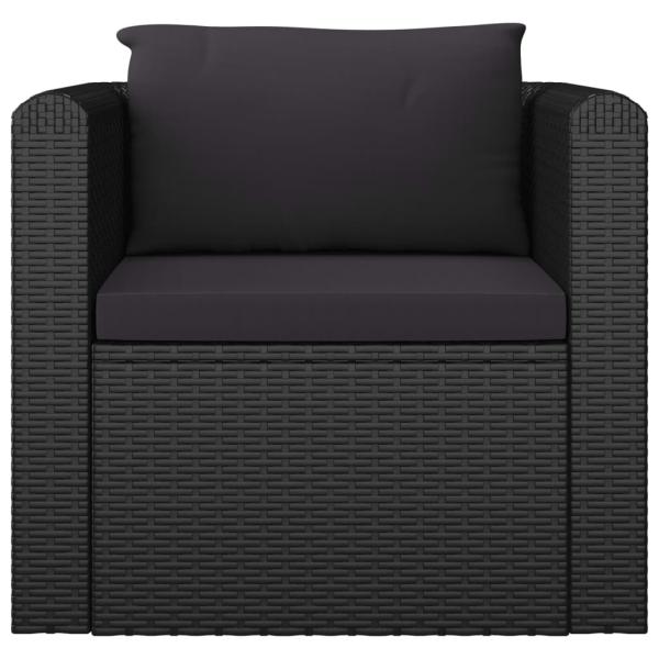 10-tlg. Garten-Lounge-Set mit Kissen Poly Rattan Schwarz