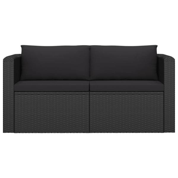 9-tlg. Garten-Lounge-Set mit Kissen Poly Rattan Schwarz