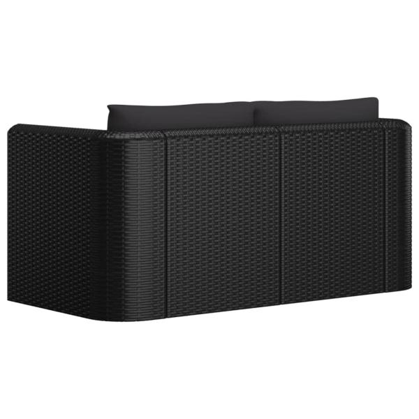 9-tlg. Garten-Lounge-Set mit Kissen Poly Rattan Schwarz