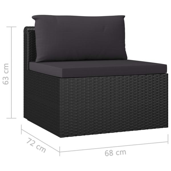 10-tlg. Garten-Lounge-Set mit Kissen Poly Rattan Schwarz