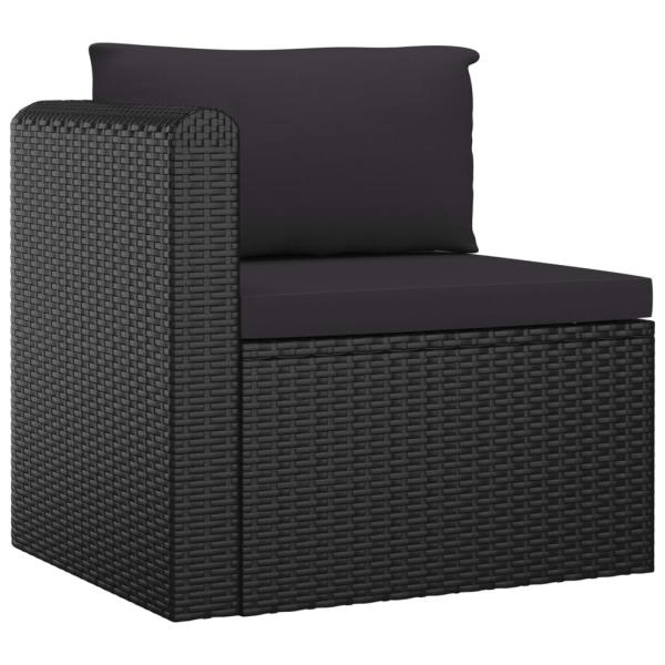 10-tlg. Garten-Lounge-Set mit Kissen Poly Rattan Schwarz
