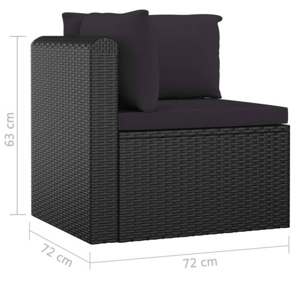 10-tlg. Garten-Lounge-Set mit Kissen Poly Rattan Schwarz