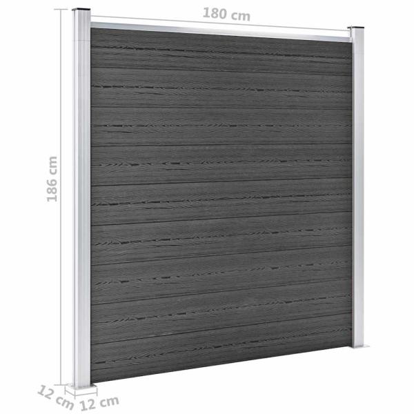 Zaunelement Set WPC 792x(105-186)cm Schwarz    