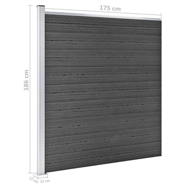 Zaunelement Set WPC 792x(105-186)cm Schwarz    