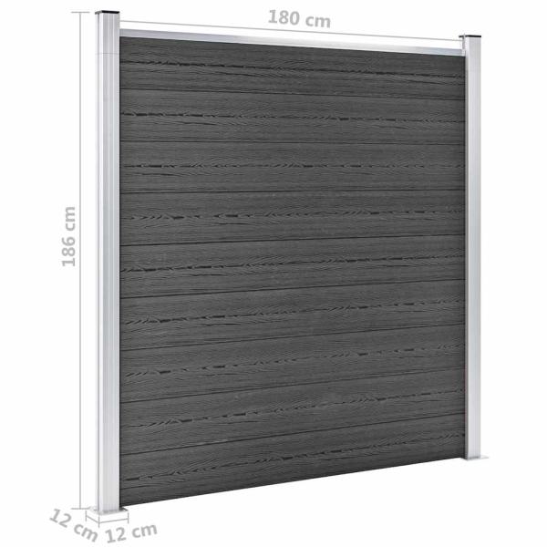 Zaunelement Set WPC 1311x(105-186) cm Schwarz  